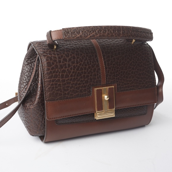 ❌ NWT Santoni Two-tone Brown Leather Handbag - Picture 4 of 15